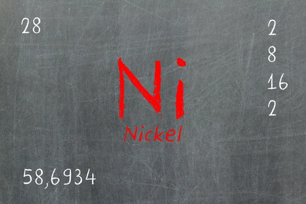 Isolated blackboard with periodic table, Nickel — Stock Photo, Image