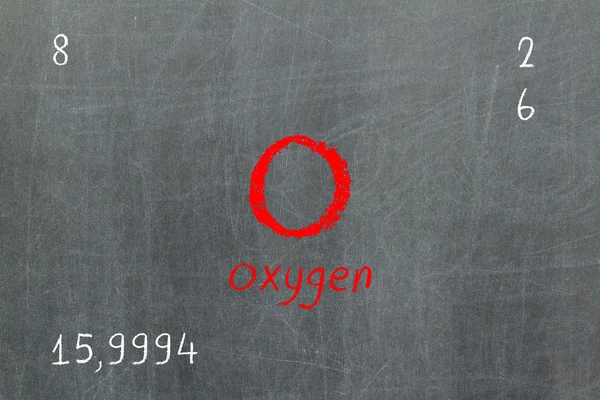 Isolated blackboard with periodic table, Oxygen — Stock Photo, Image