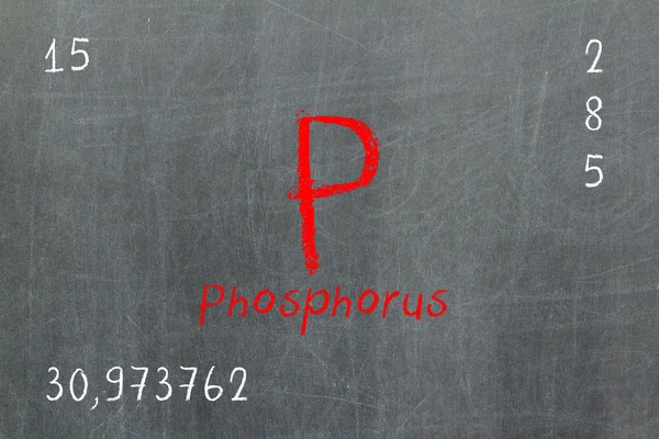 Isolated blackboard with periodic table, Phosphorus — Stockfoto