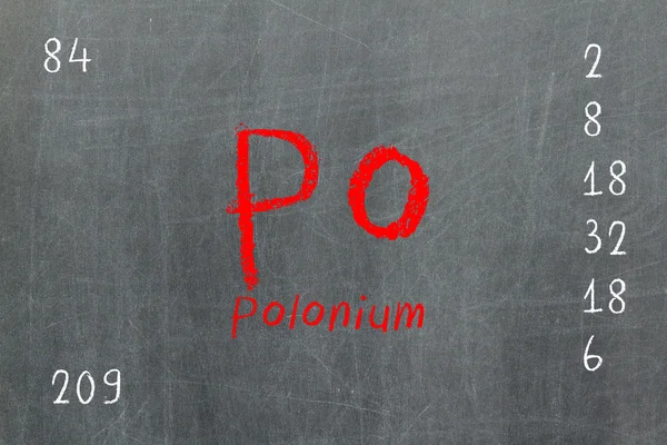 Geïsoleerde schoolbord met periodieke tabel, polonium — Stockfoto