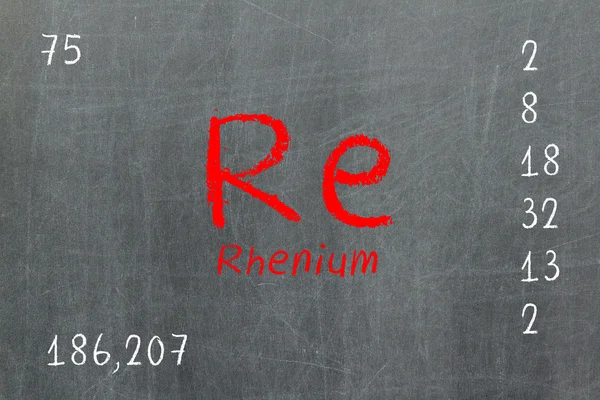 Isolated blackboard with periodic table, Rhenium — Stock Photo, Image