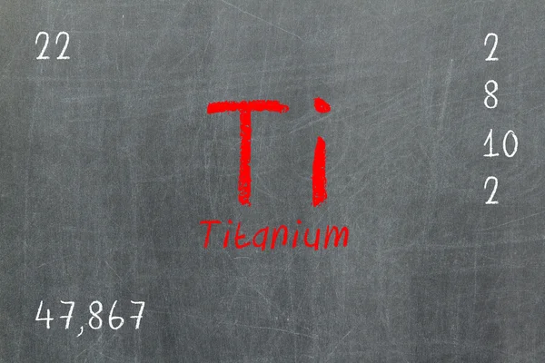 Isolated blackboard with periodic table, Titanium — Stock Photo, Image