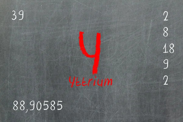 Tableau noir isolé avec tableau périodique, Yttrium — Photo