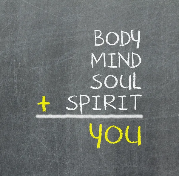 Ти, тіло, розум, душа, дух - проста карта розуму — стокове фото