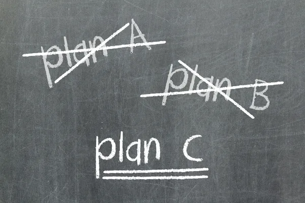 Crossing out Plan A and Plan B and writing Plan C