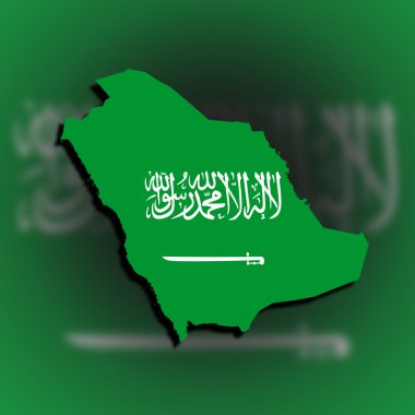 Suudi Arabistan harita bayrağı ile dolu