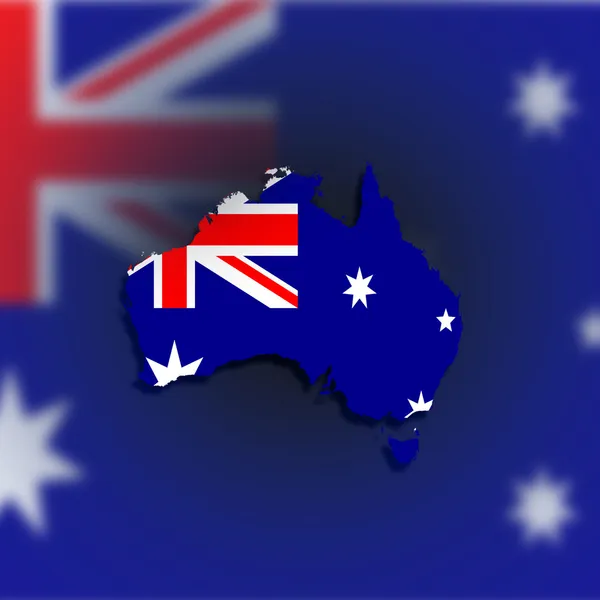 Mapa de Australia con la bandera dentro — Foto de Stock