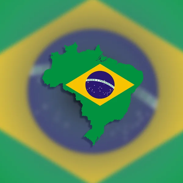 Mapa Brazylia flaga wewnątrz — Zdjęcie stockowe