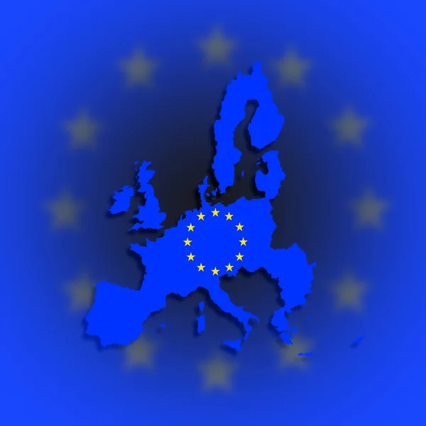 Illustration of a map of European union and EU flag — Stock Photo, Image