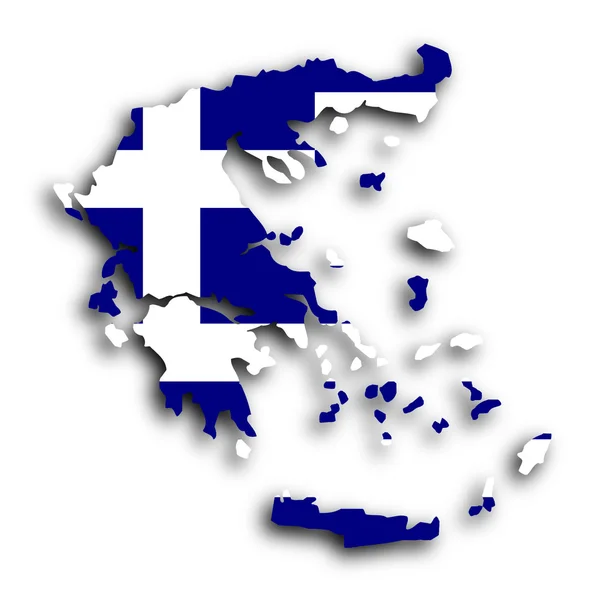 Grecia mappa con la bandiera all'interno — Foto Stock