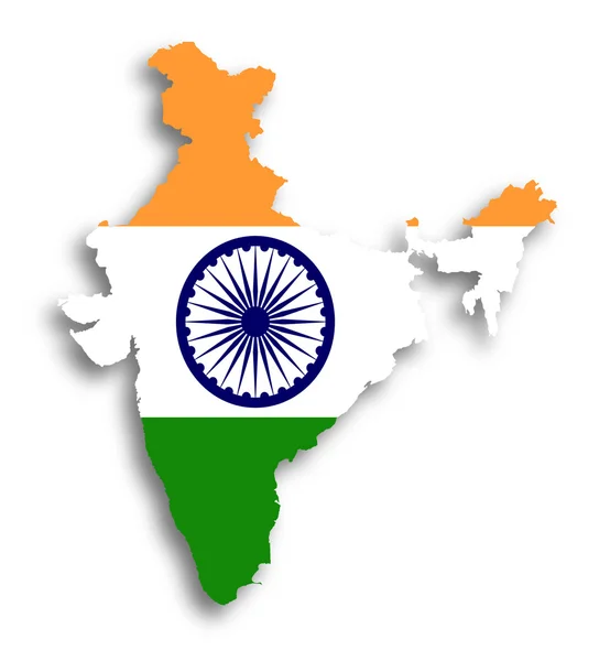 Kaart van india gevuld met vlag — Stockfoto