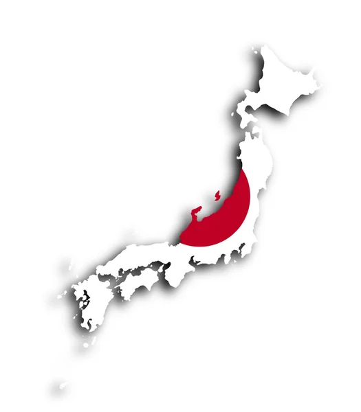 Japan map with the flag inside — Stock Photo, Image