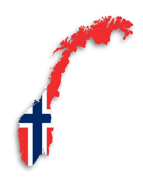 Mapa de Noruega con la bandera dentro — Foto de Stock