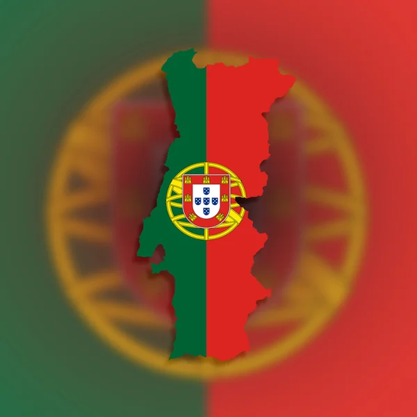 Mapa Portugalska s vlajkou — Stock fotografie