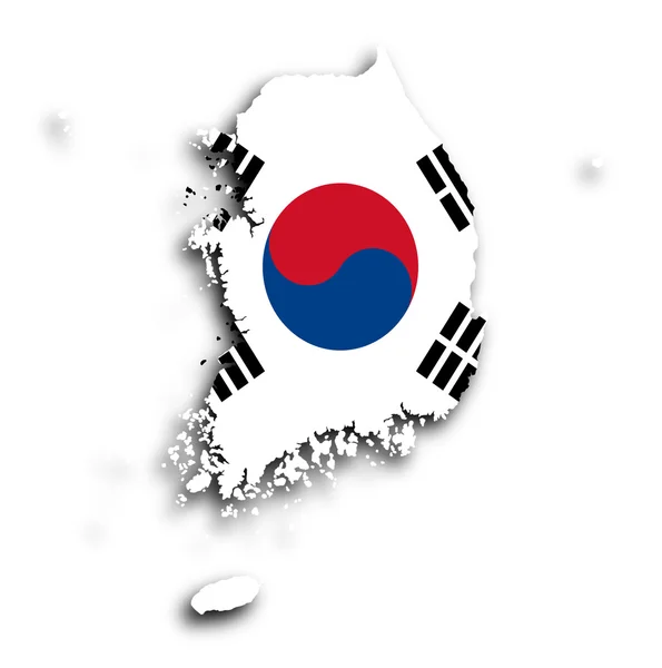 Mapa na białym tle Korei Południowej — Zdjęcie stockowe