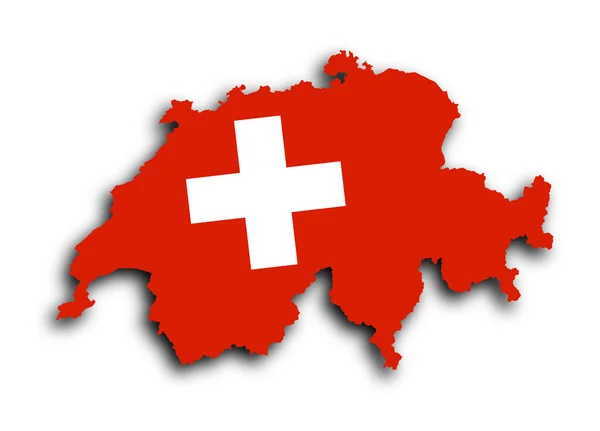 Schweiz karta med flaggan inuti — Stockfoto