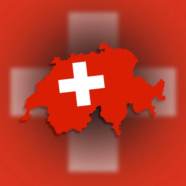 Schweiz karta med flaggan inuti — Stockfoto