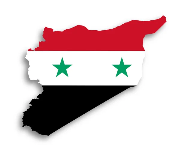 Syria mapę z flagą wewnątrz — Zdjęcie stockowe