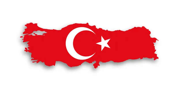Turquie carte avec le drapeau à l'intérieur — Photo