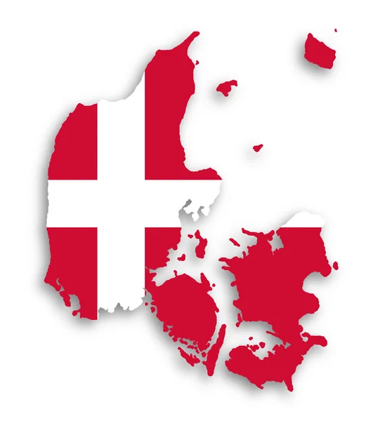 Map of Denmark filled with flag of the state — Stock Photo, Image