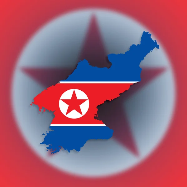 Map of North Korea with flag inside — Stock Photo, Image