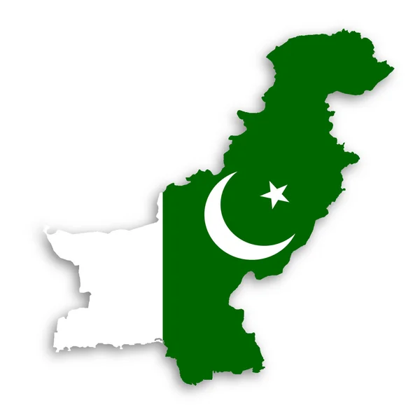 Kaart van pakistan met hun vlag — Stockfoto