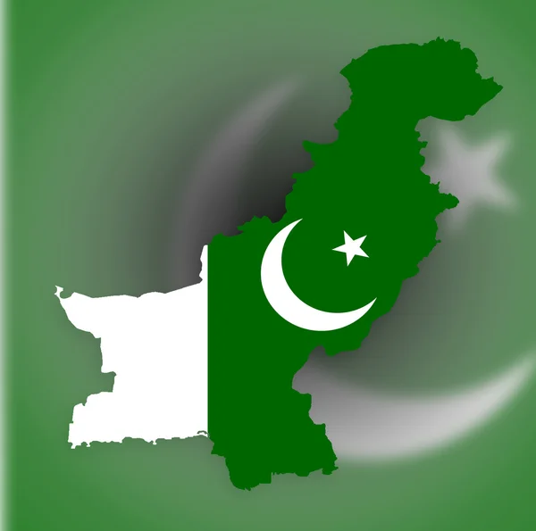 Kaart van pakistan met hun vlag — Stockfoto