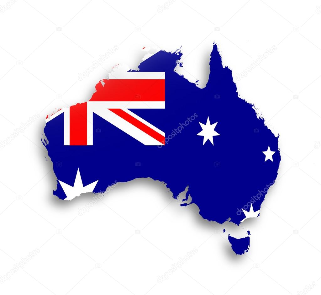 Australia map with the flag inside