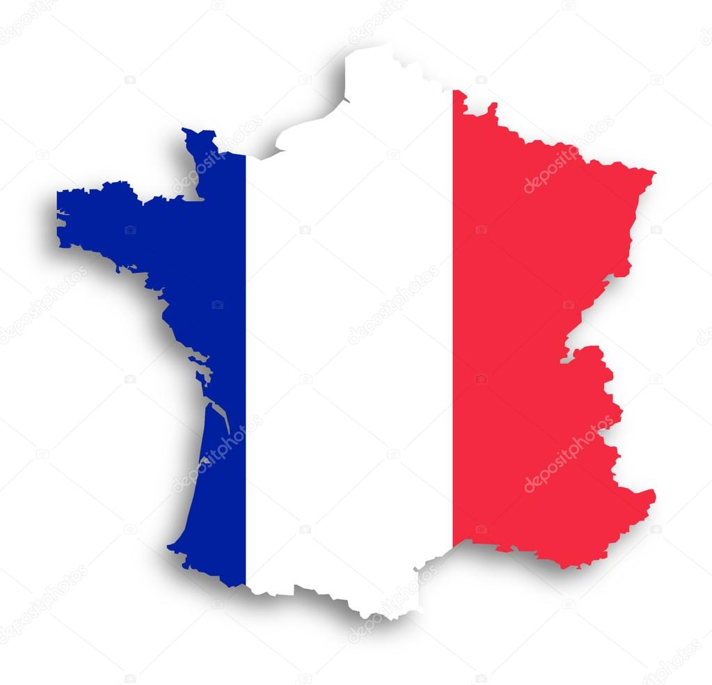 Map of the French Republic with national flag
