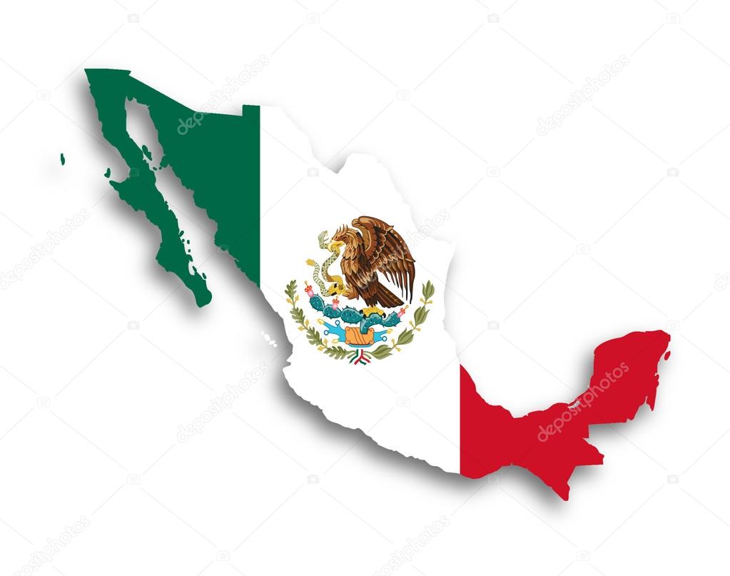 Map of Mexico filled with flag