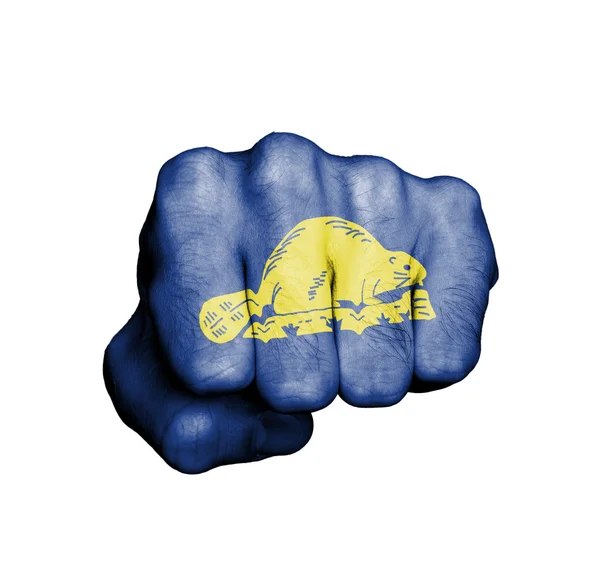 アメリカ合衆国、オレゴン州の旗で拳 — ストック写真