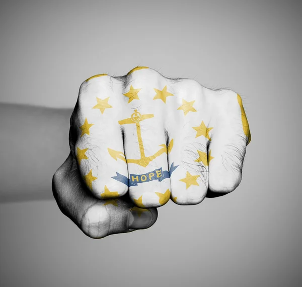 United states, fist with the flag of Rhode Island — Stock Photo, Image