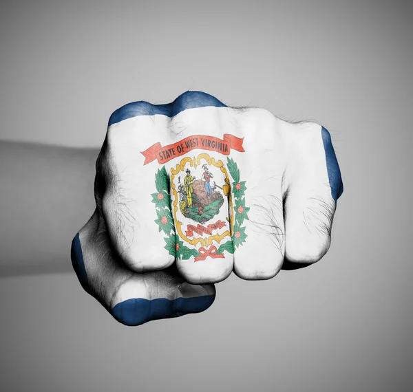 Estados Unidos, punho com a bandeira da Virgínia Ocidental — Fotografia de Stock