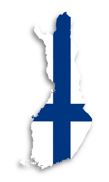 Finnország Térkép tele zászló — Stock Fotó