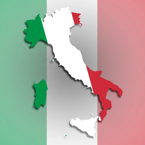 Karta över Italien fylld med flagga — Stockfoto