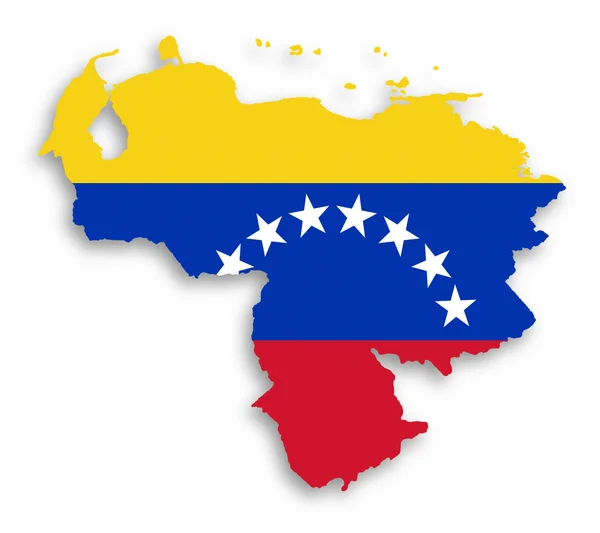Βενεζουέλα χάρτη με τη σημαία στο εσωτερικό — Φωτογραφία Αρχείου