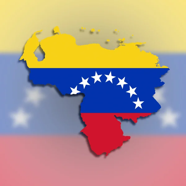 Mapa Wenezueli z flagą wewnątrz — Zdjęcie stockowe