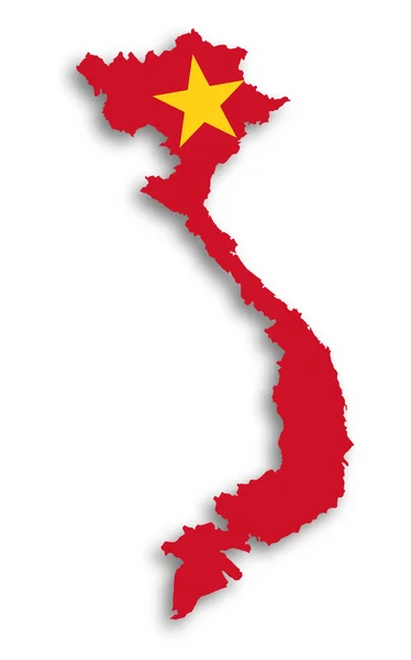 Mapa de Vietnam lleno de bandera —  Fotos de Stock