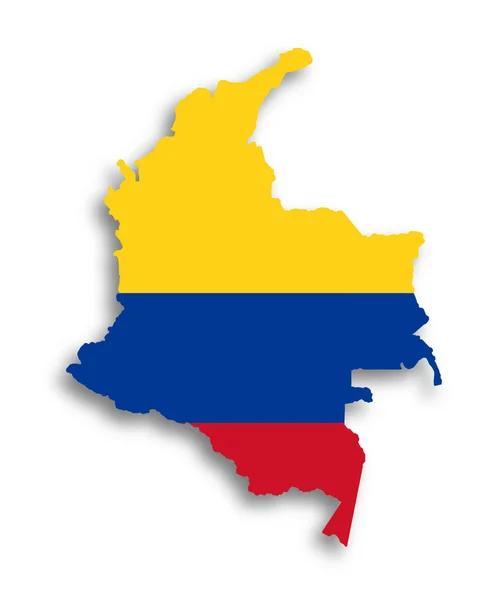 コロンビアの旗でいっぱいの地図 — ストック写真