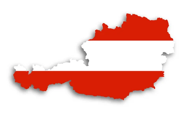 オーストリアの旗でいっぱいの地図 — ストック写真