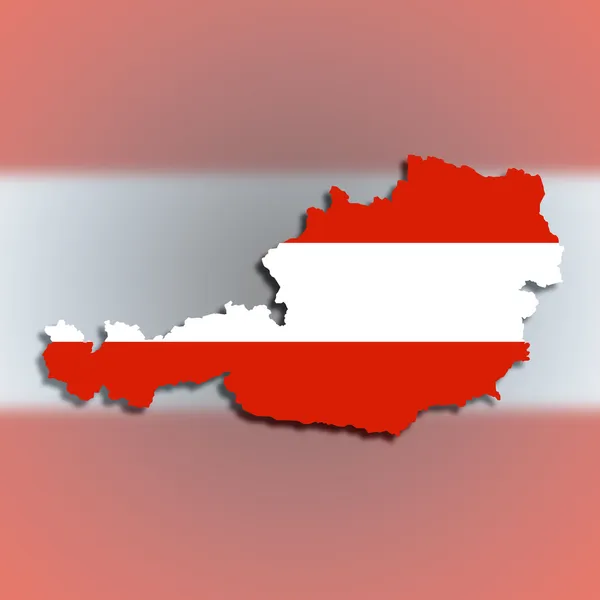 Karta över Österrike fylld med flagga — Stockfoto