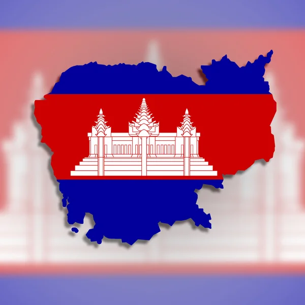 カンボジアの旗でいっぱいの地図 — ストック写真