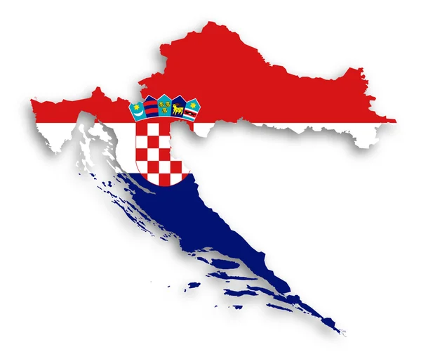 Kaart van Kroatië gevuld met vlag — Stockfoto