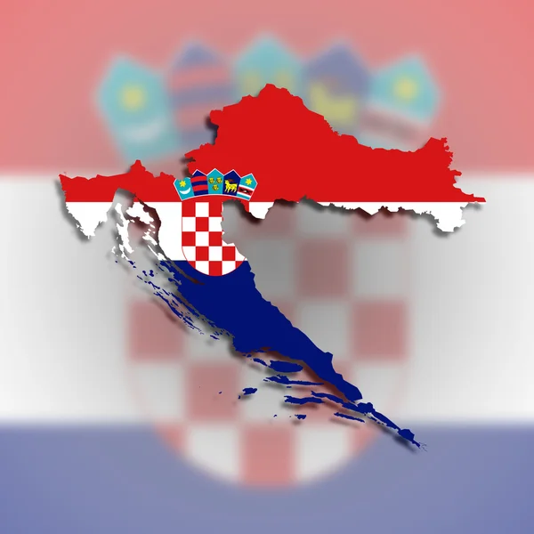 Mapa Chorwacji wypełnione flaga — Zdjęcie stockowe