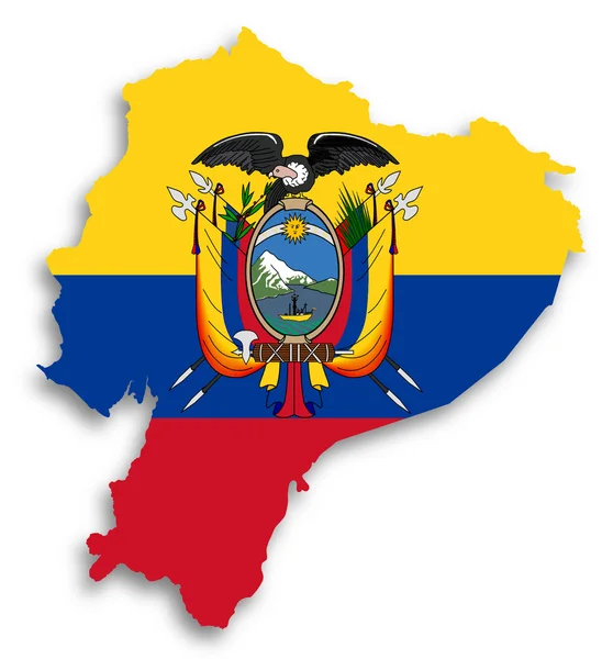 Kaart van ecuador gevuld met vlag — Stockfoto