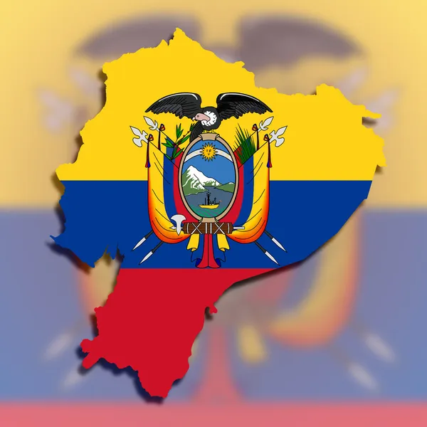 Kaart van ecuador gevuld met vlag — Stockfoto