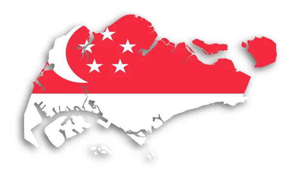 Karte von Singapore gefüllt mit Flagge — Stockfoto