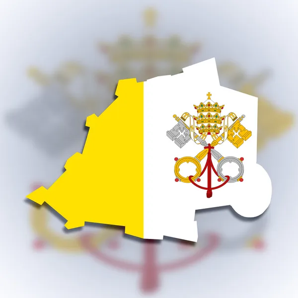 Mapa wypełnione flaga Watykanu — Zdjęcie stockowe