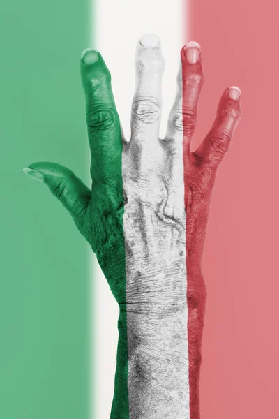 Χέρι παλιά, με σημαία, Ευρωπαϊκή Ένωση, Ιταλία — Φωτογραφία Αρχείου