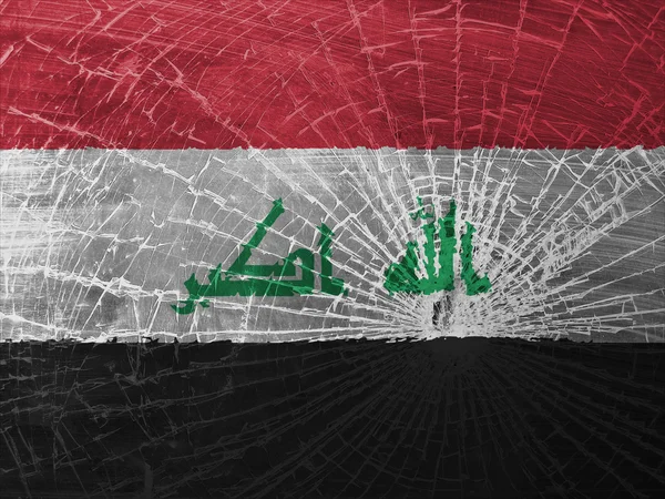 Broken glass or ice with a flag, Iraq — Stock Photo, Image